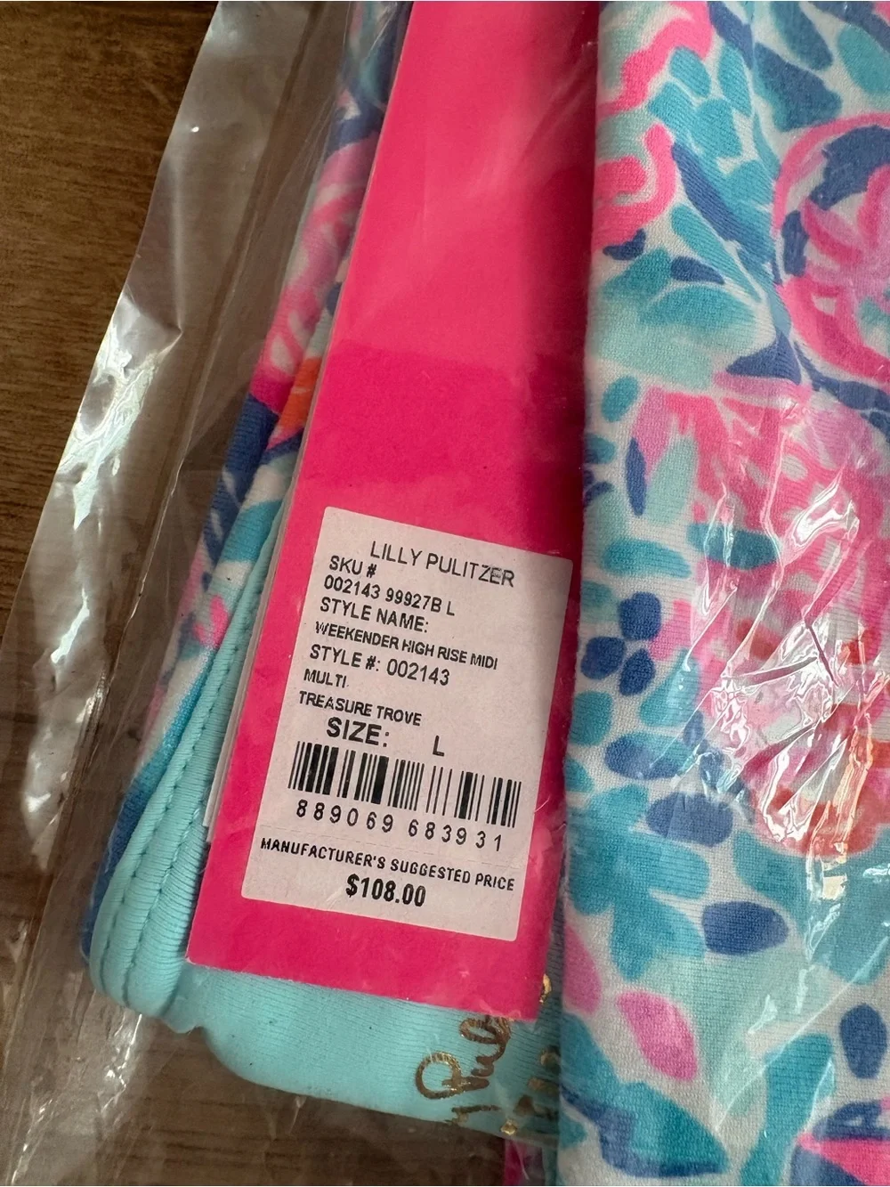 Lilly Pulitzer UPF 50+ Weekender High Rise Midi Leggings in print Treasure Trove - Picture 2 of 4
